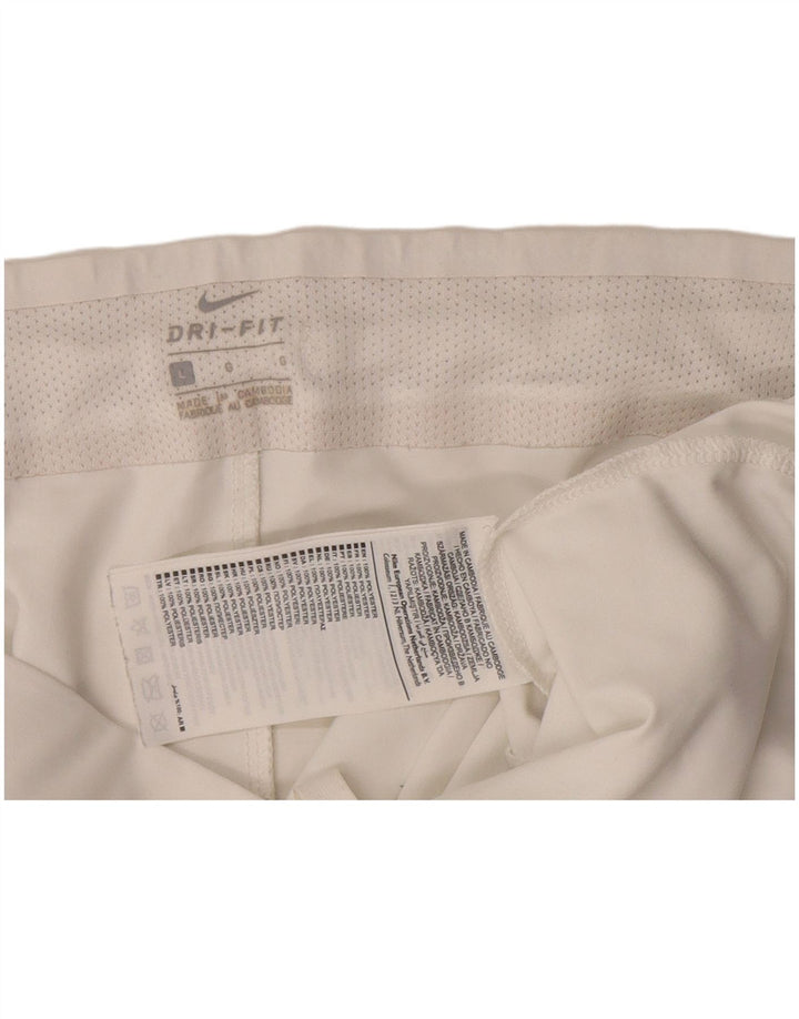 Nike Damen Dri Fit Sport Shorts UK 16 Large Weiß Polyester