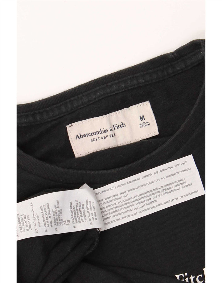 Abercrombie & Fitch Herren-Grafik-Oberteil, langärmelig, mittelschwarz, Baumwolle
