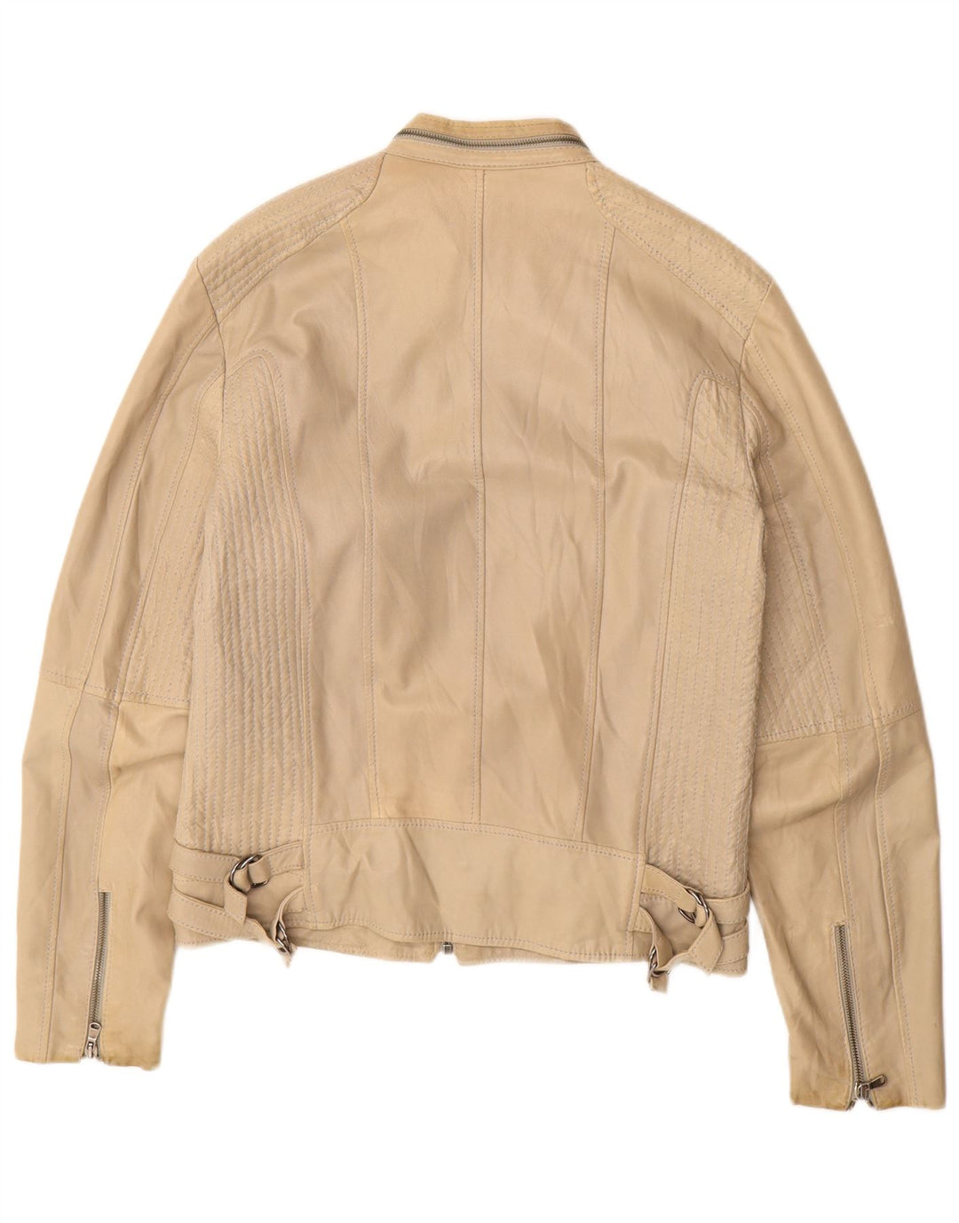 Vintage Damen Lederjacke UK 16 Großes Beige Leder