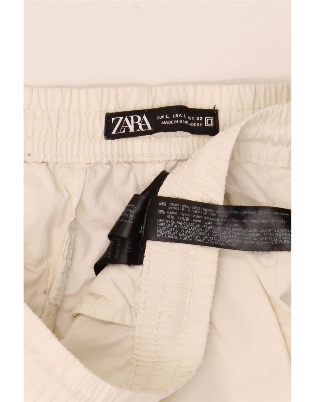 ZARA Herren Cargo-Shorts, Größe L, W32, weiße Baumwolle