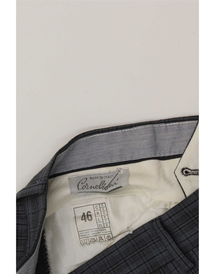 Corneliani Herren-Anzughose mit Pegged-Anzug, Größe 46, Größe S, W30, L30, Blau kariert