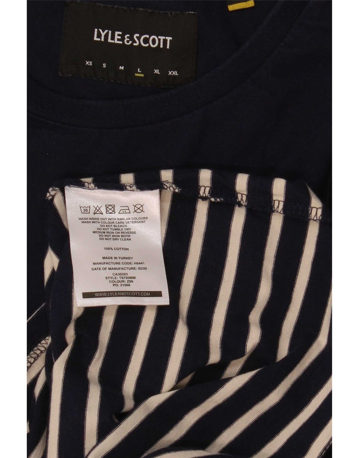 Lyle & Scott Herren-T-Shirt-Oberteil, groß, marineblau, gestreift, Baumwolle