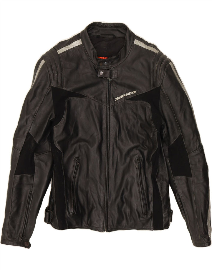 SPIDI Mens Graphic Leather Racer Jacket IT 54 2XL Black Leather Vintage Spidi and Second-Hand Spidi from Messina Hembry 