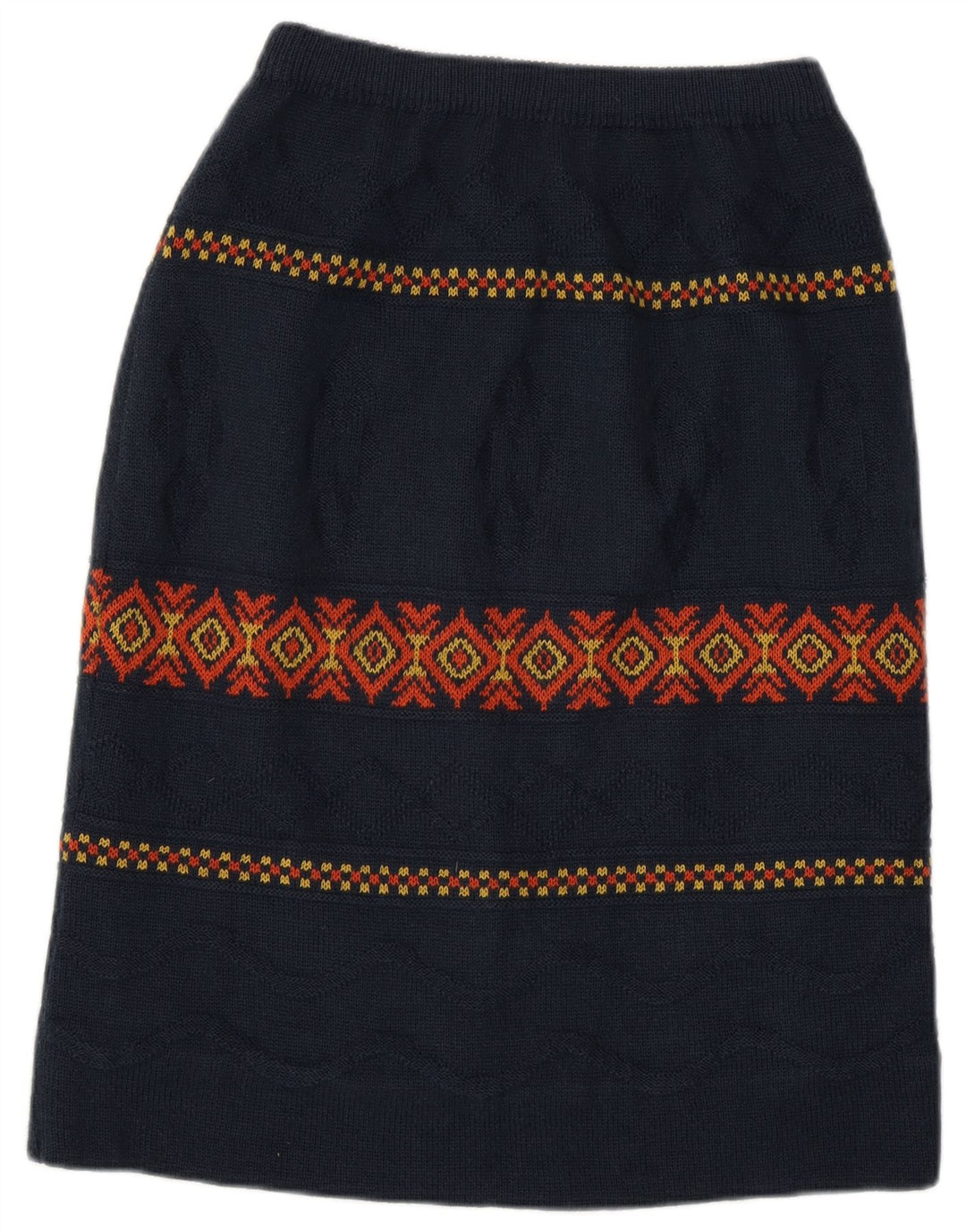 Vintage Damen Midirock W28 Medium Marineblau Argyle/Diamant