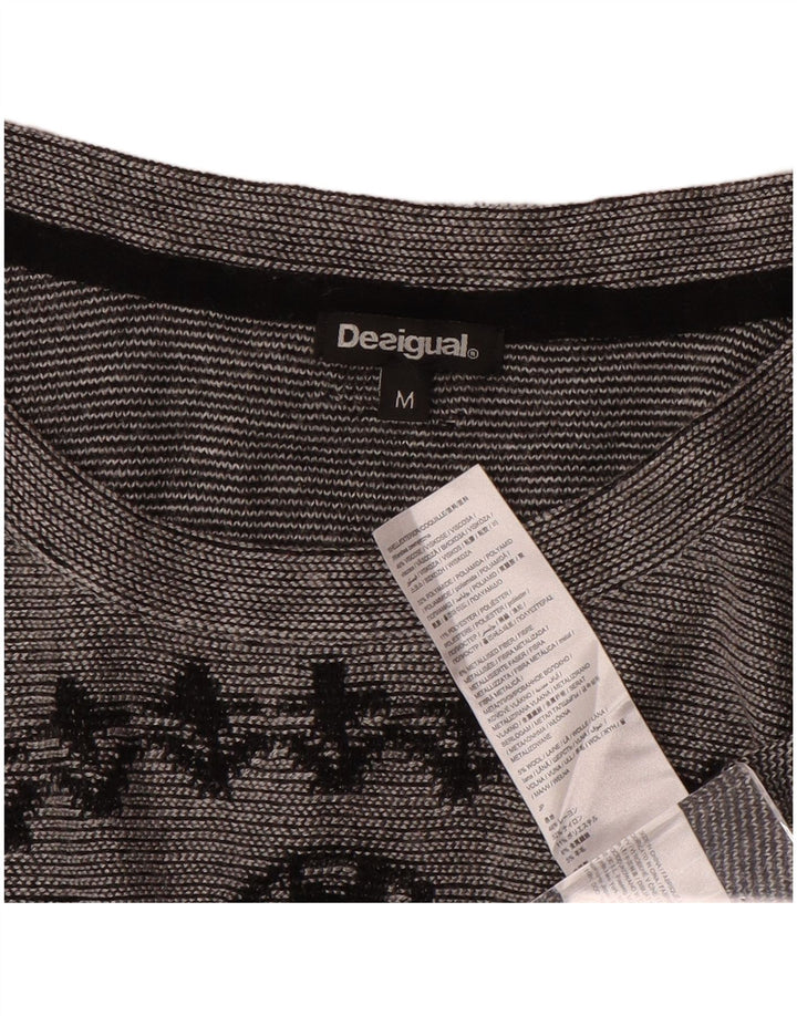 Desigual Damen Graphic Top Langarm UK 14 Mittelgrau Paisley