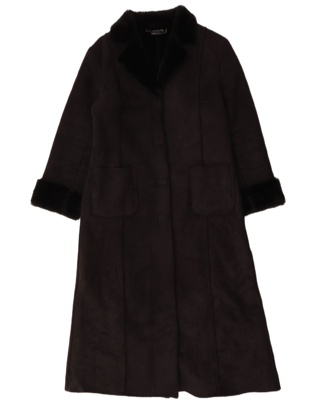 Vintage Damen Übergroßer Sherpa-Mantel UK 16 Großes schwarzes Polyester