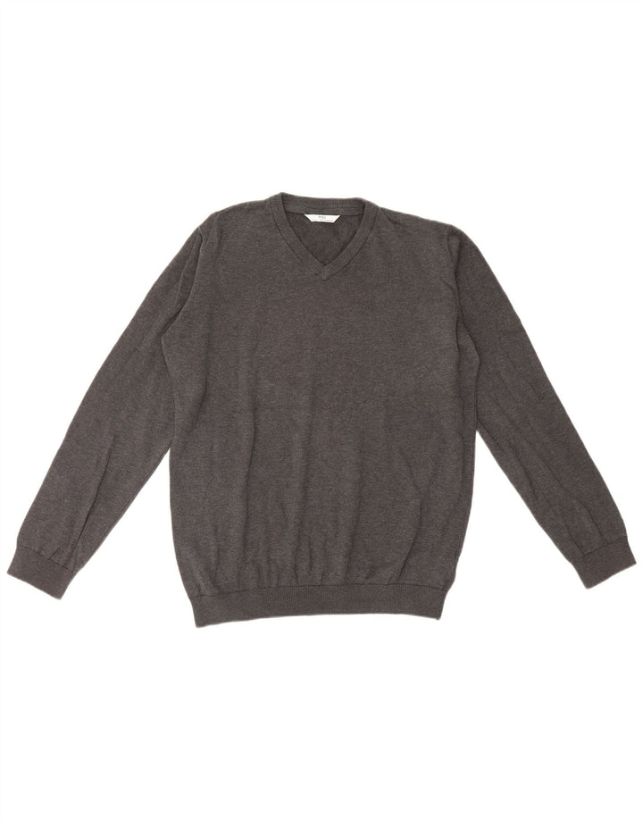 Marks & Spencer Jungen-Pullover mit V-Ausschnitt, 15–16 Jahre, graue Baumwolle