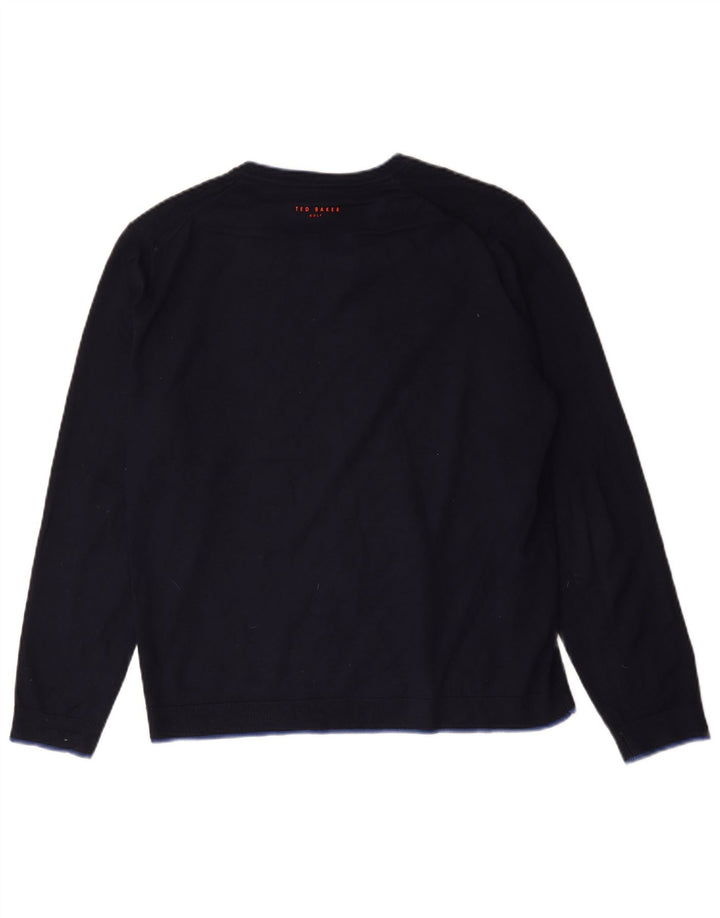 Ted Baker Herren-Pullover mit V-Ausschnitt, Größe 4, groß, Marineblau