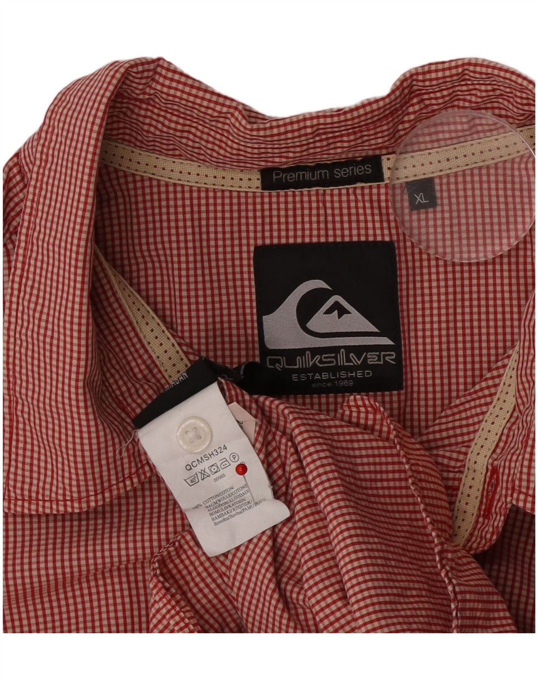 Quiksilver Herrenhemd XL aus roter Gingham-Baumwolle