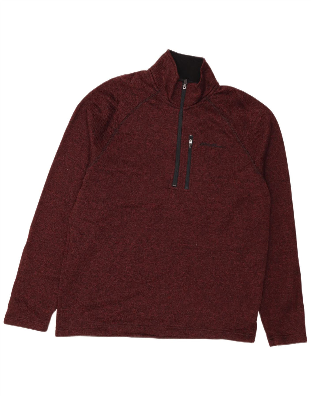 EDDIE BAUER Herren-Sweatshirt mit Reißverschluss am Hals, groß, Burgunderrot gefleckt