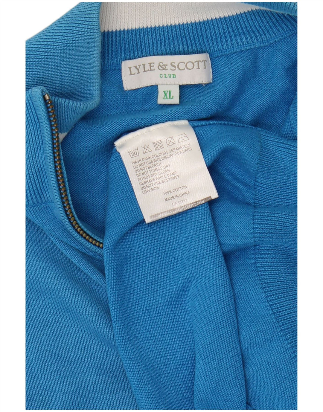 Lyle & Scott Herren-Pullover mit Reißverschluss am Hals, XL, blaue Baumwolle