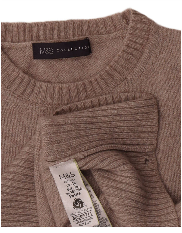 Marks & Spencer Petite Damen-Pullover mit Rundhalsausschnitt, Gr. 10, Größe S, Beige