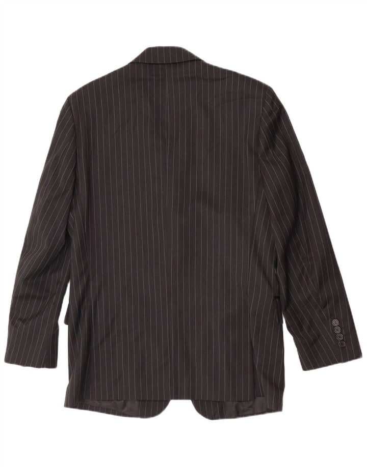 Oviesse Herren-Blazer mit 3 Knöpfen, IT 48, mittelschwarz, Nadelstreifenwolle