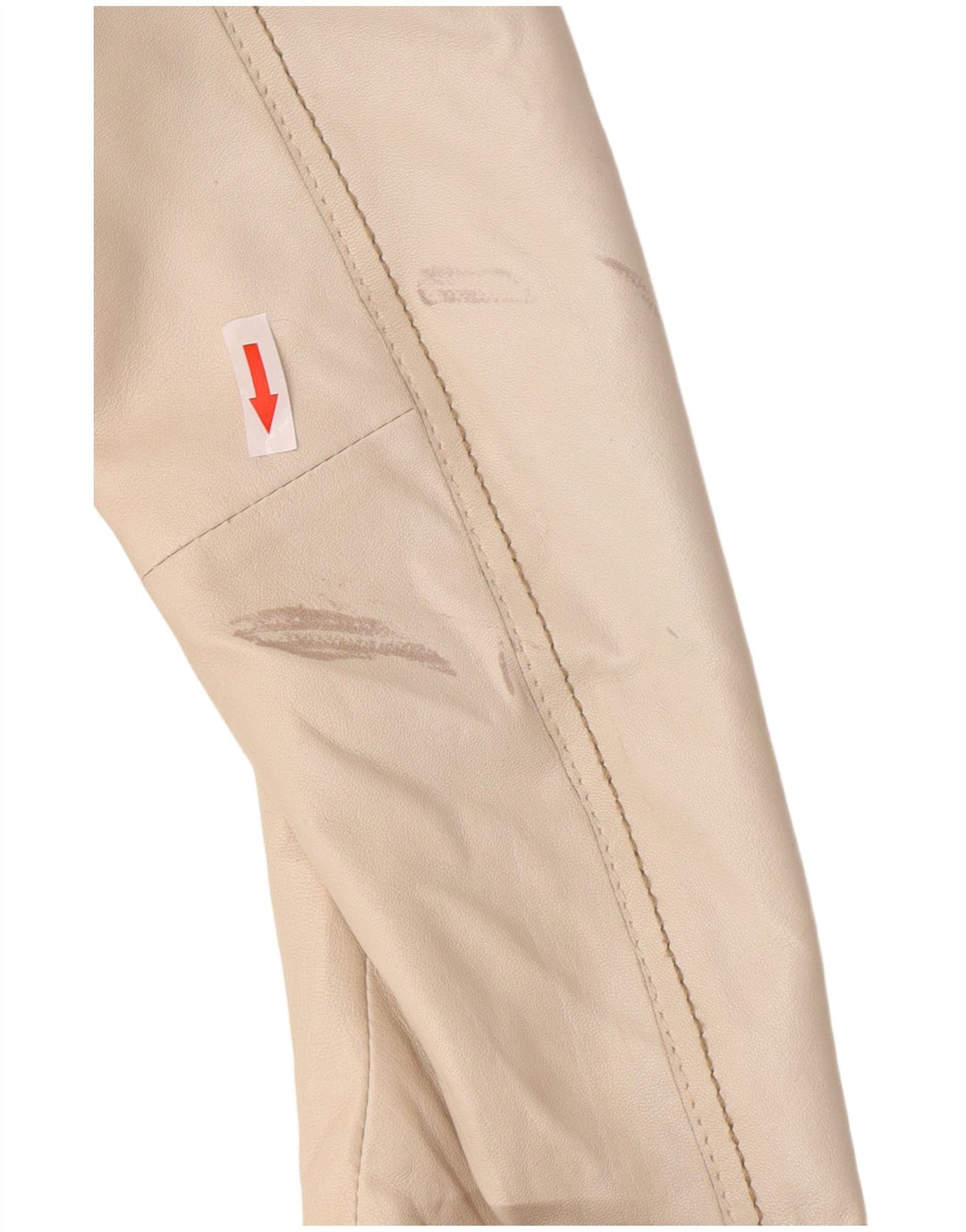 Vintage Damen Crop Leder Blazer Jacke UK 8 Small Beige