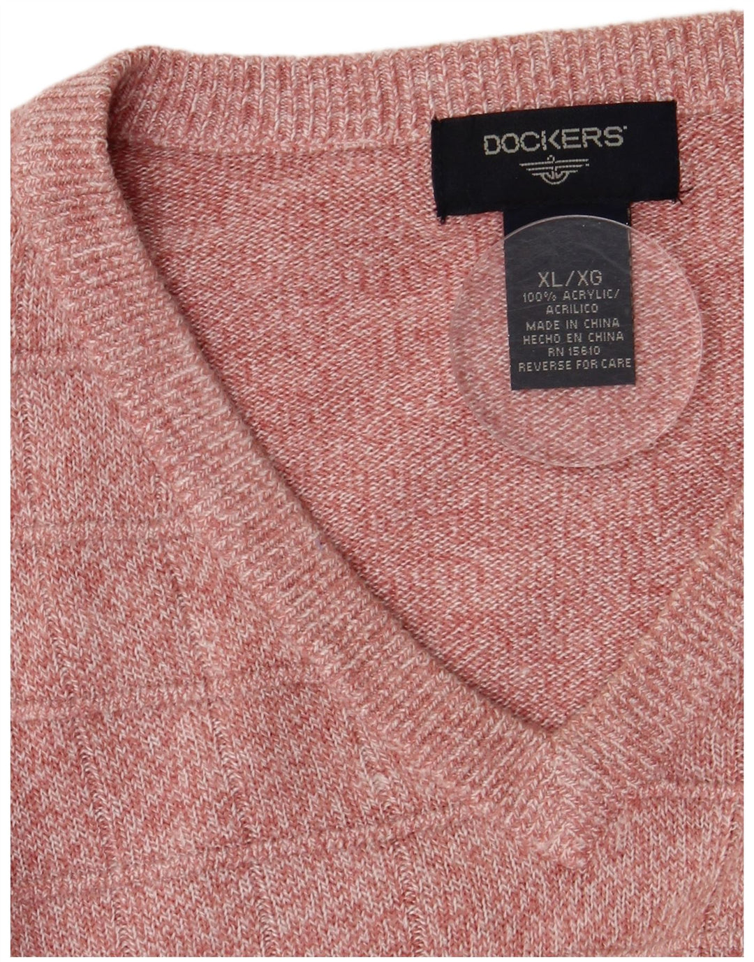 Dockers Herren-Pullover mit V-Ausschnitt, XL, rosa gefleckte Baumwolle