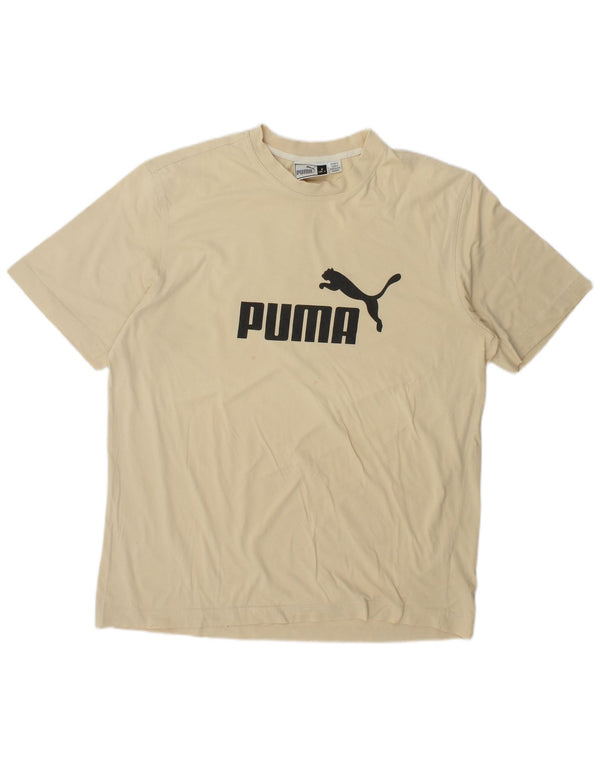 Puma Herren Grafik T-Shirt Top Large Beige