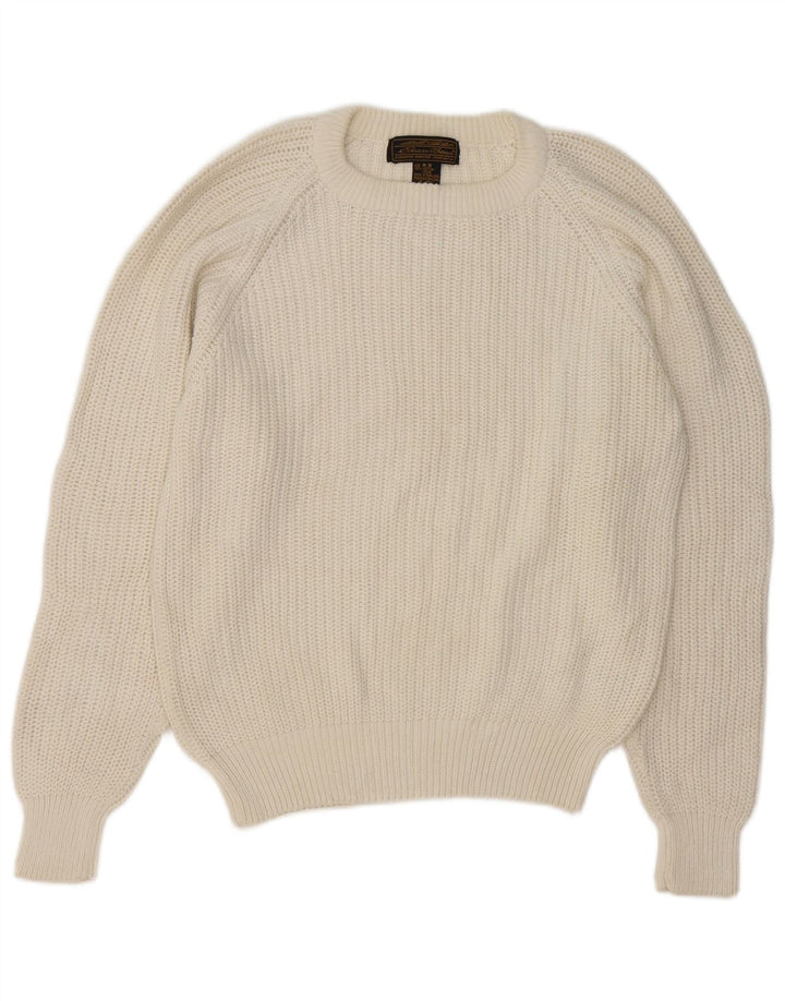 Eddie Bauer Herren-Pullover mit Rundhalsausschnitt, mittelgroß, aus weißer Baumwolle, klassisch