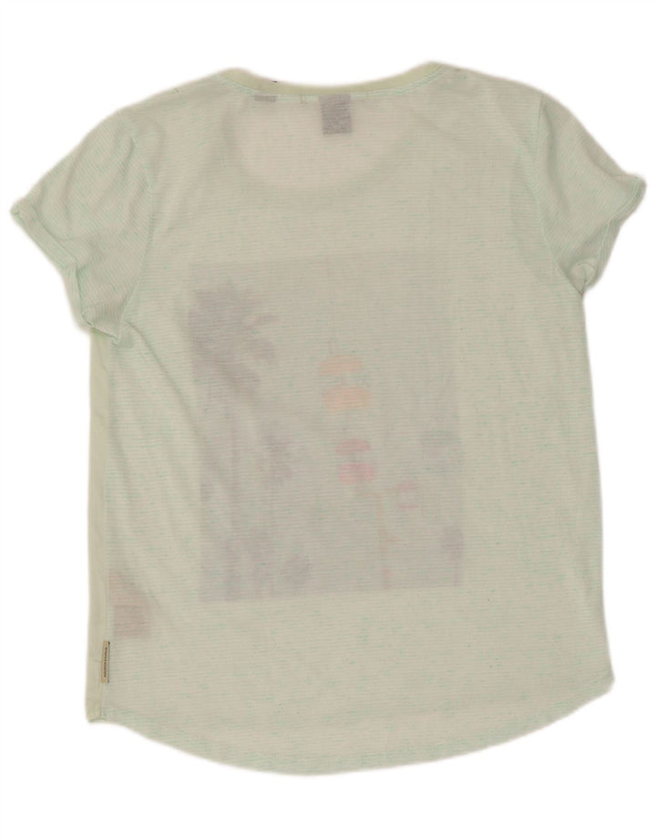 Maison Scotch Damen Grafik-T-Shirt-Oberteil UK 12 Mittelgrünes Polyester