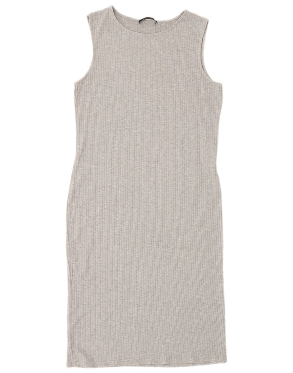 Marks & Spencer Damen Ärmelloses, figurbetontes Kleid UK 12 Mittelgraue Viskose