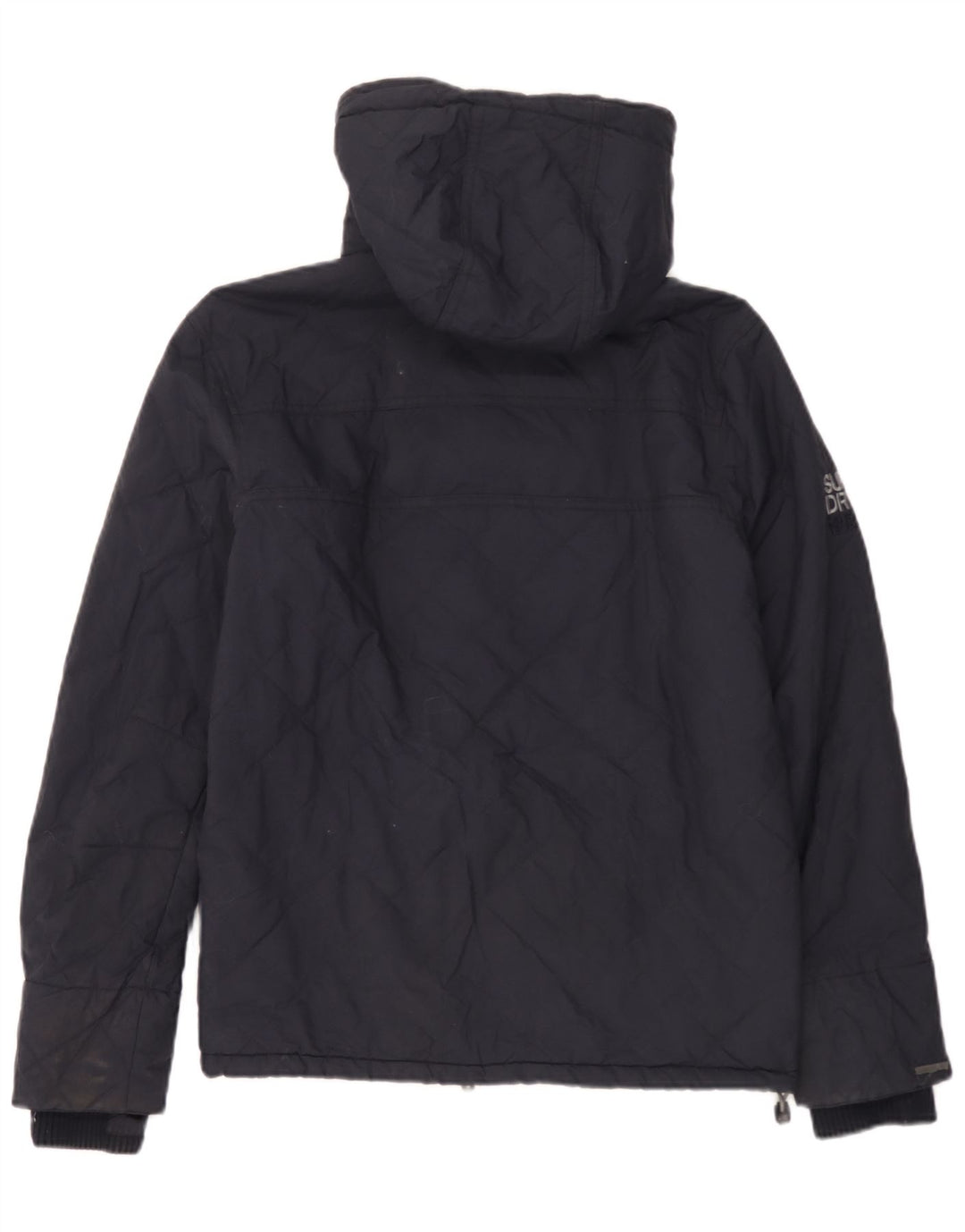 Superdry Herren-Windbreakerjacke mit Kapuze, UK 36, Größe S, marineblaues Nylon