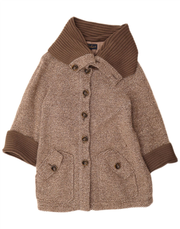 Luisa Spagnoli Damen Mantel UK 14 Mittelbraun gesprenkelte Wolle