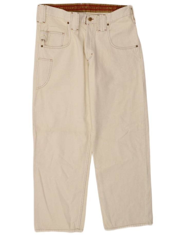 Ibiza Herren Cargo Loose Jeans W34 L30 Weiße Baumwolle