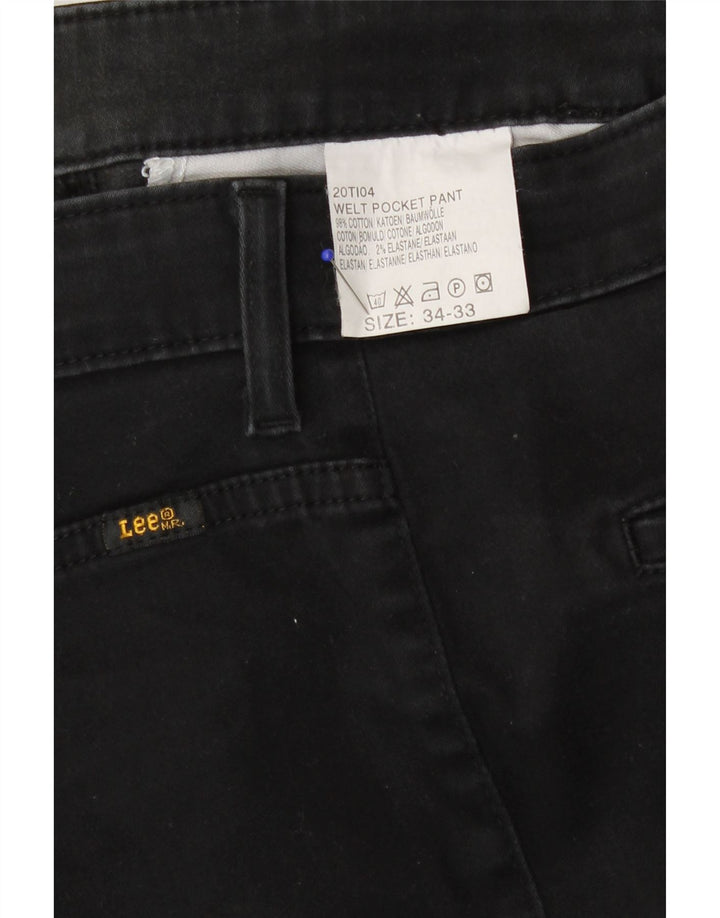 Lee Damen Straight Jeans W34 L28 Schwarze Baumwolle