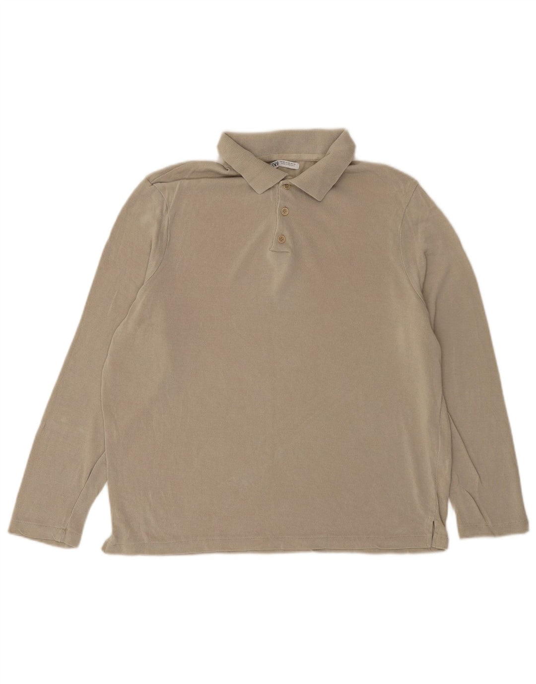 Zara Herren Langarm-Poloshirt Mittelgrau
