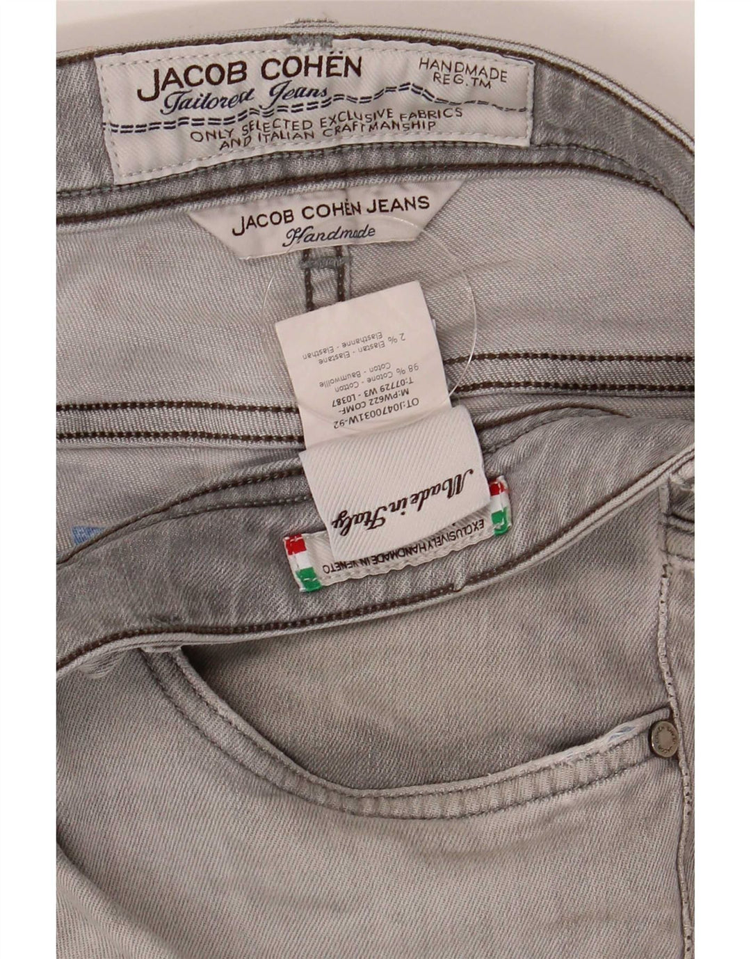 Jacob Cohen Herren Slim Jeans W34 L30 Graue Baumwolle