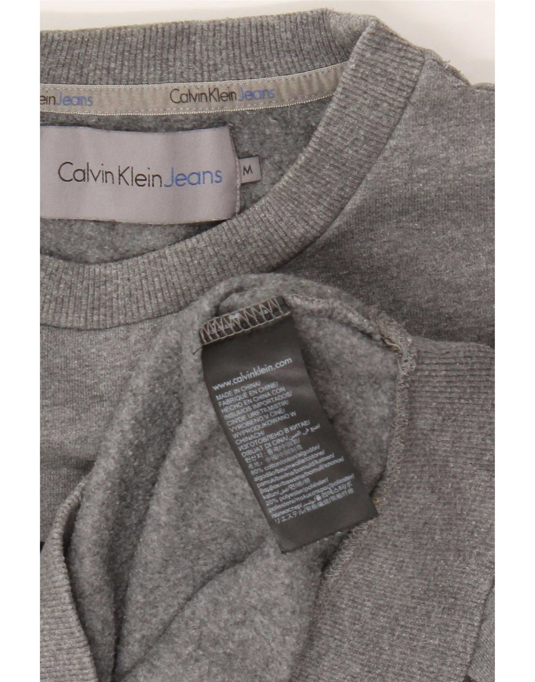 Calvin Klein Jeans Herren Grafik-Sweatshirt-Pullover Mittelgrau meliert