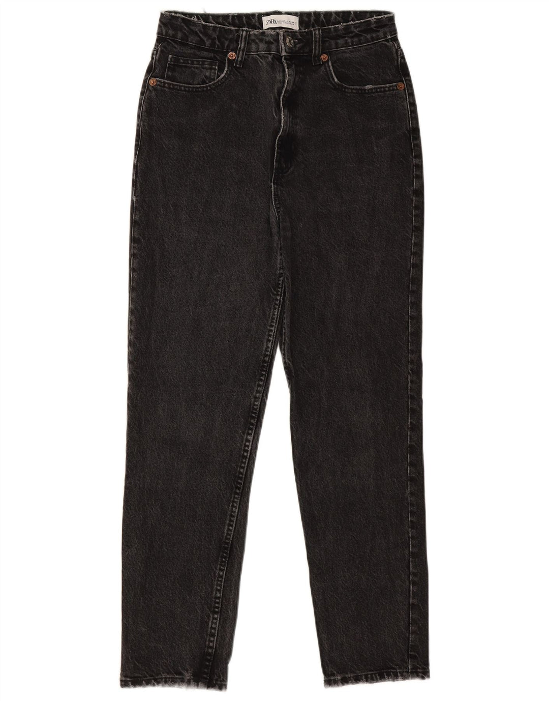 ZARA Damen Distressed Tapered Jeans EU 38 Small W28 L27 Grau