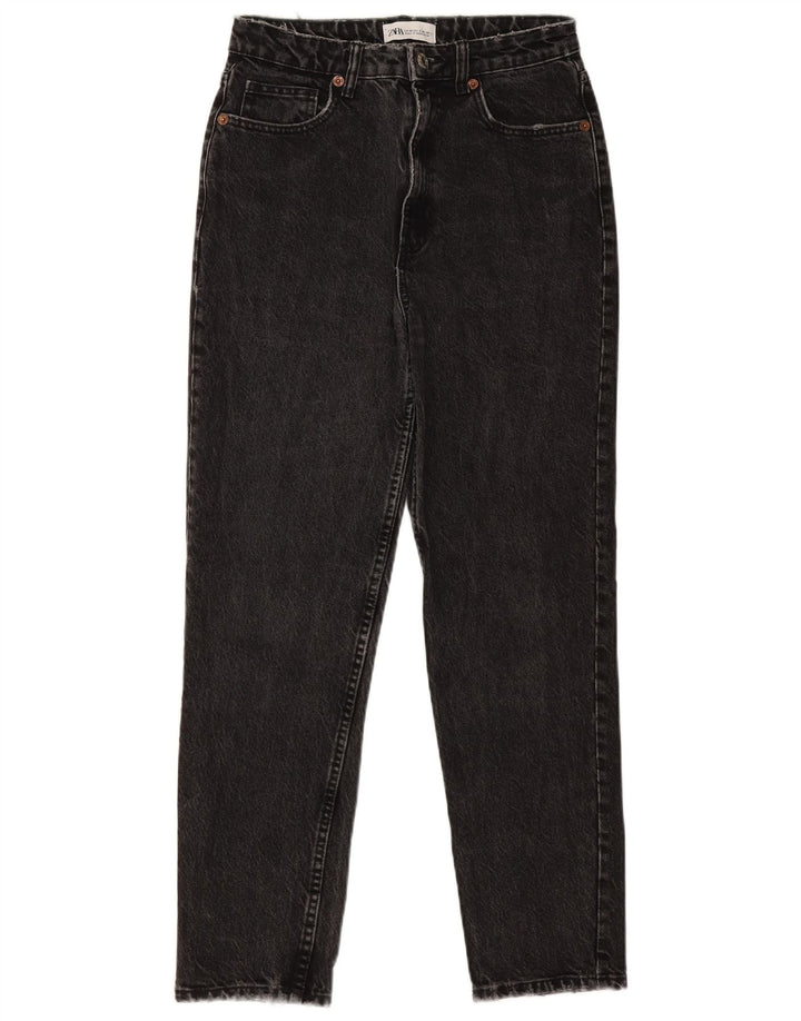 ZARA Damen Distressed Tapered Jeans EU 38 Small W28 L27 Grau