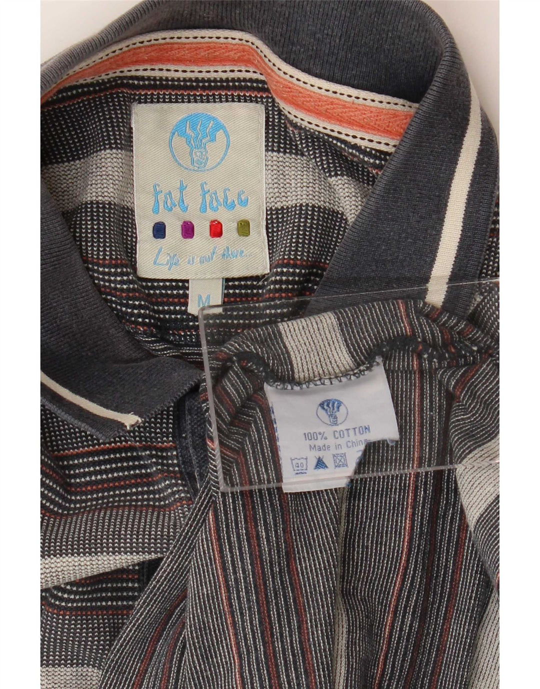 Fat Face Herren-Poloshirt aus mittelgrauer, gestreifter Baumwolle
