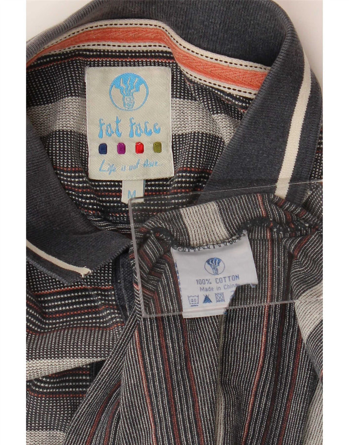 Fat Face Herren-Poloshirt aus mittelgrauer, gestreifter Baumwolle