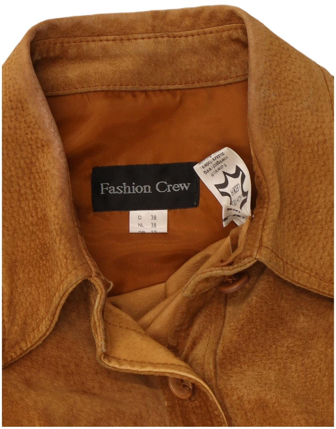 VINTAGE Damen Overshirt Wildlederhemd UK 12 Medium Beige Leder