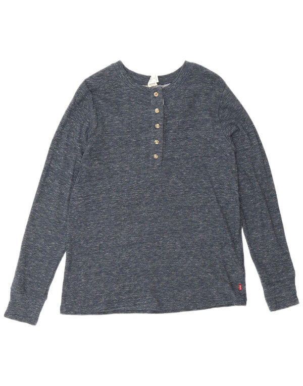 Levi's Damen Top Langarm UK 12 Medium Navy Blue Flecked Cotton Classic
