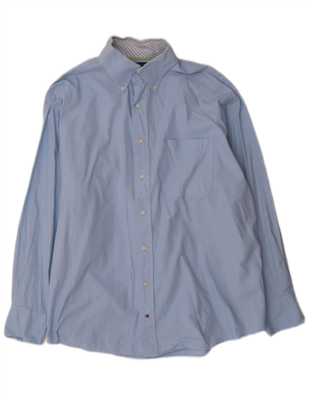 Tommy Hilfiger Herrenhemd Größe 16 1/2 große blaue Baumwolle