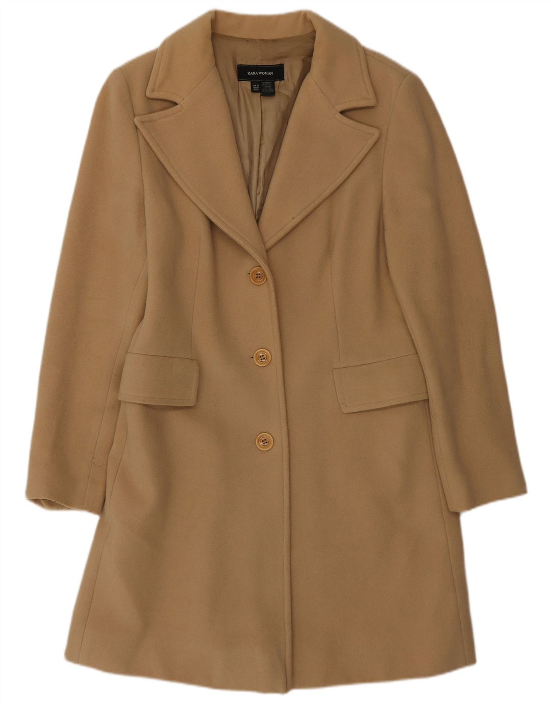 Zara Damen Mantel EU 42 Große Beige Wolle