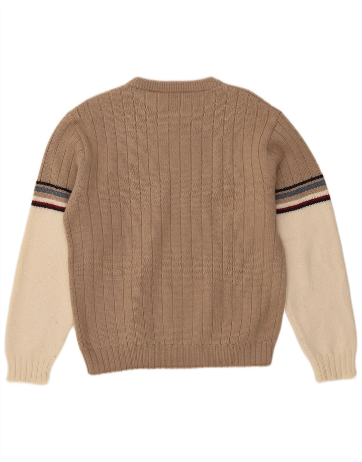 Paul Smith Herren-Pullover mit Rundhalsausschnitt, groß, beige, Colourblock-Wolle
