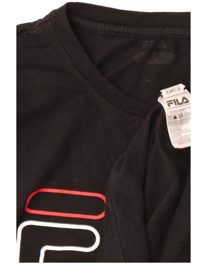Fila Herren Grafik-T-Shirt-Oberteil Mittelschwarzes Polyester