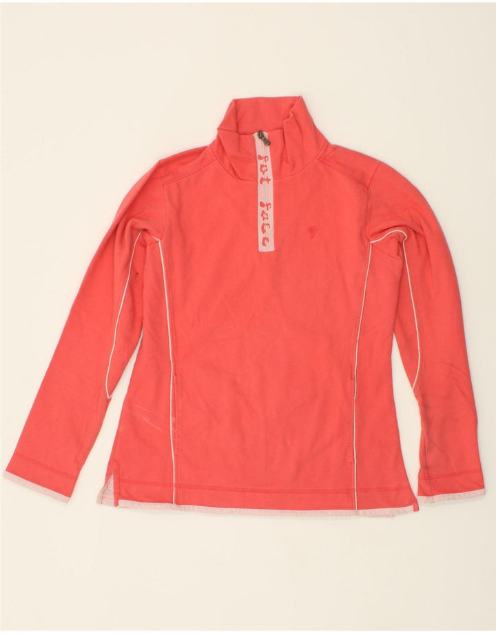 FAT FACE Womens Zip Neck Sweatshirt Jumper UK 12 Medium  Pink Cotton Vintage Fat Face and Second-Hand Fat Face from Messina Hembry 