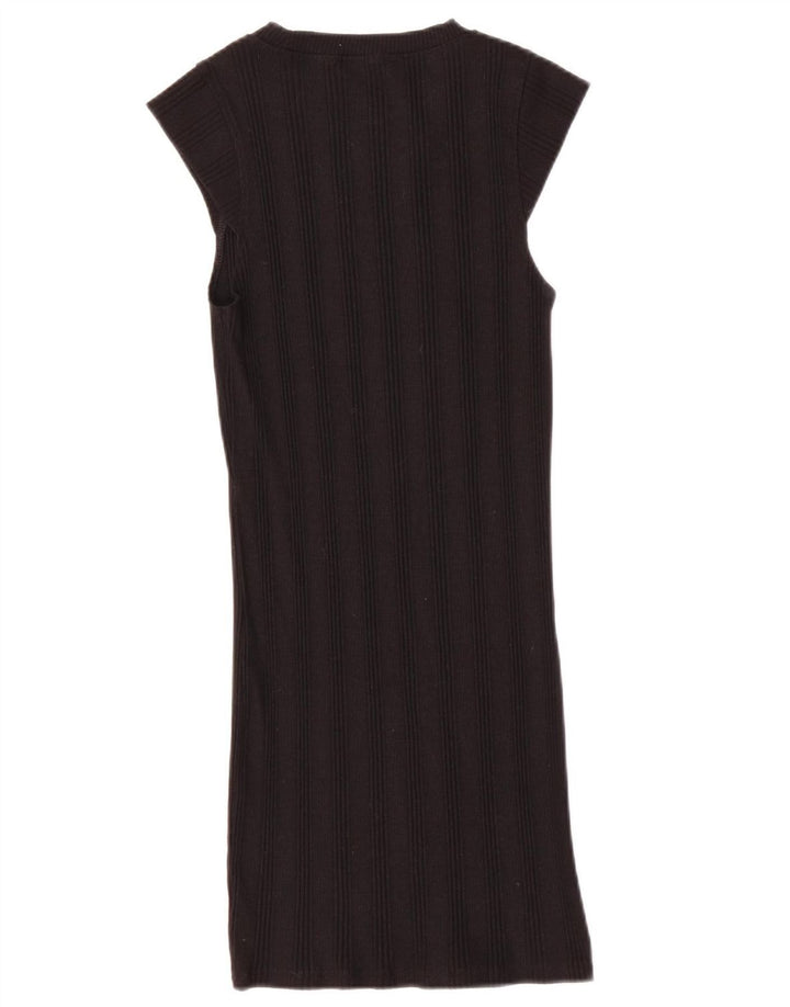 Zara Damen Etuikleid UK 8 Small Schwarz Baumwolle