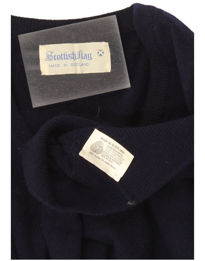 Herren-Pullover mit V-Ausschnitt und schottischer Flagge, mittlerer marineblauer Schurwolle