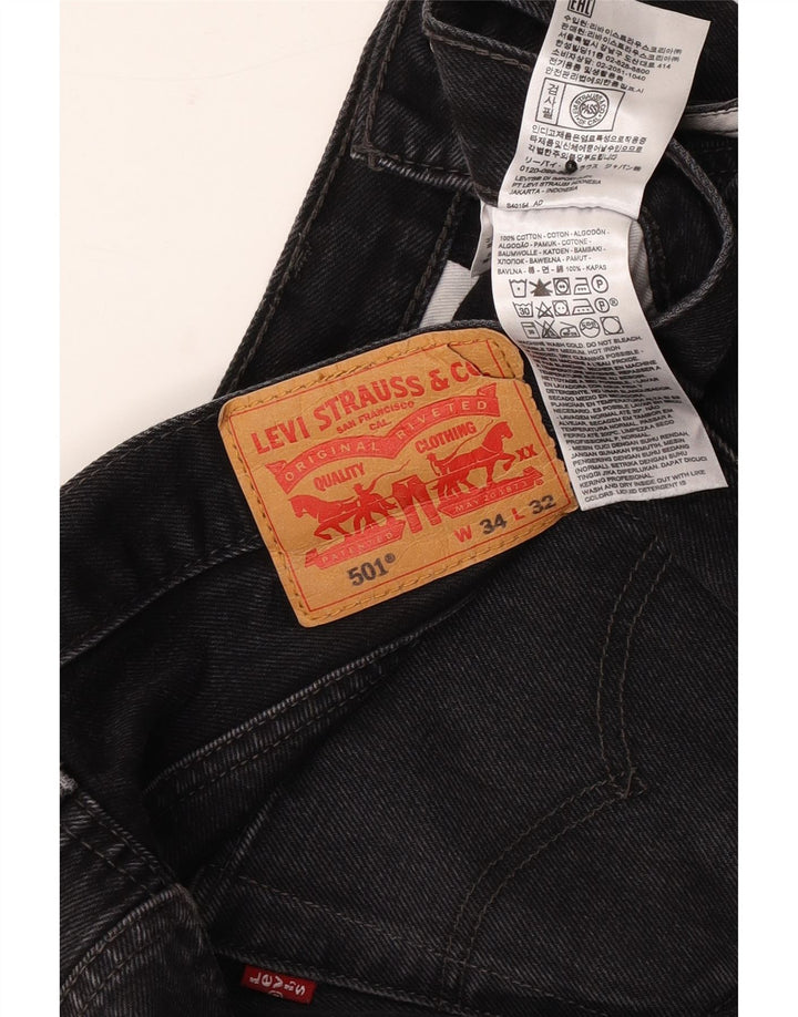Levi's Herren 501 Straight Jeans W34 L32 Schwarze Baumwolle