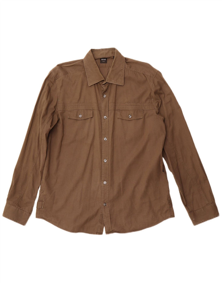 HUGO BOSS Herren-Hemd, tailliert, XL, Braun