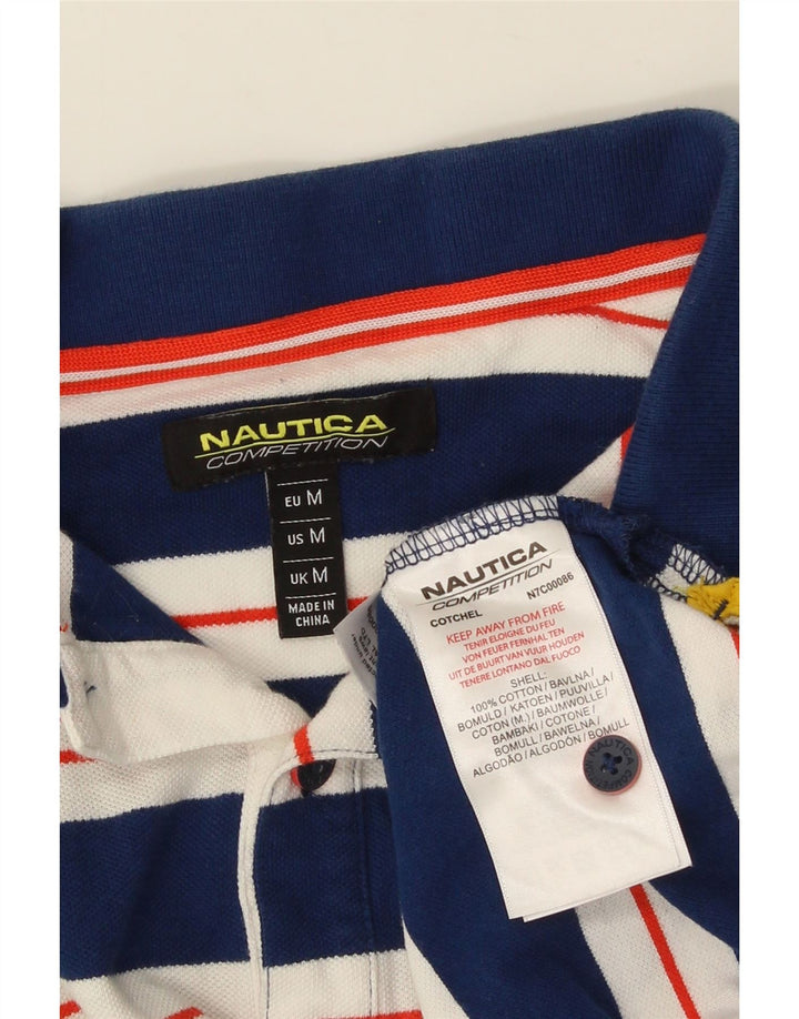 NAUTICA Herren-Poloshirt aus mittelblauer, gestreifter Baumwolle