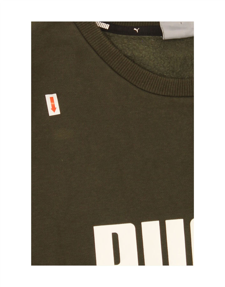 PUMA Mens Graphic Sweatshirt Jumper Large Green Cotton Vintage Puma and Second-Hand Puma from Messina Hembry 