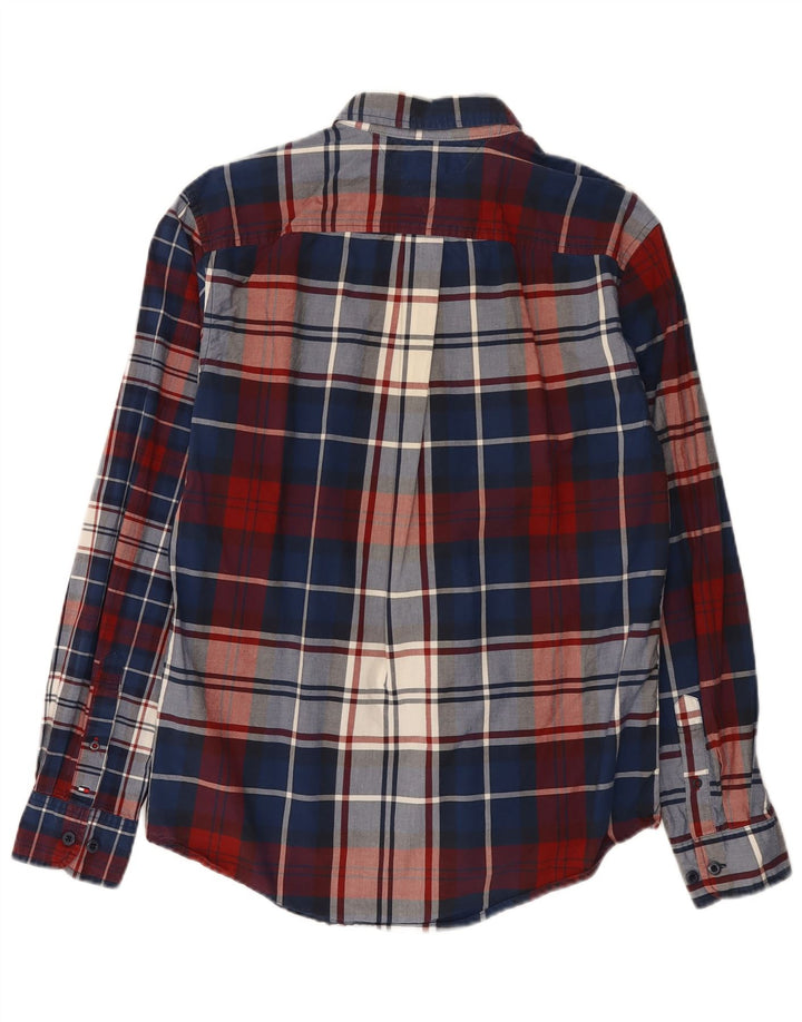 Tommy Hilfiger Herren-Hemd mit normaler Passform, mittelblaue karierte Baumwolle