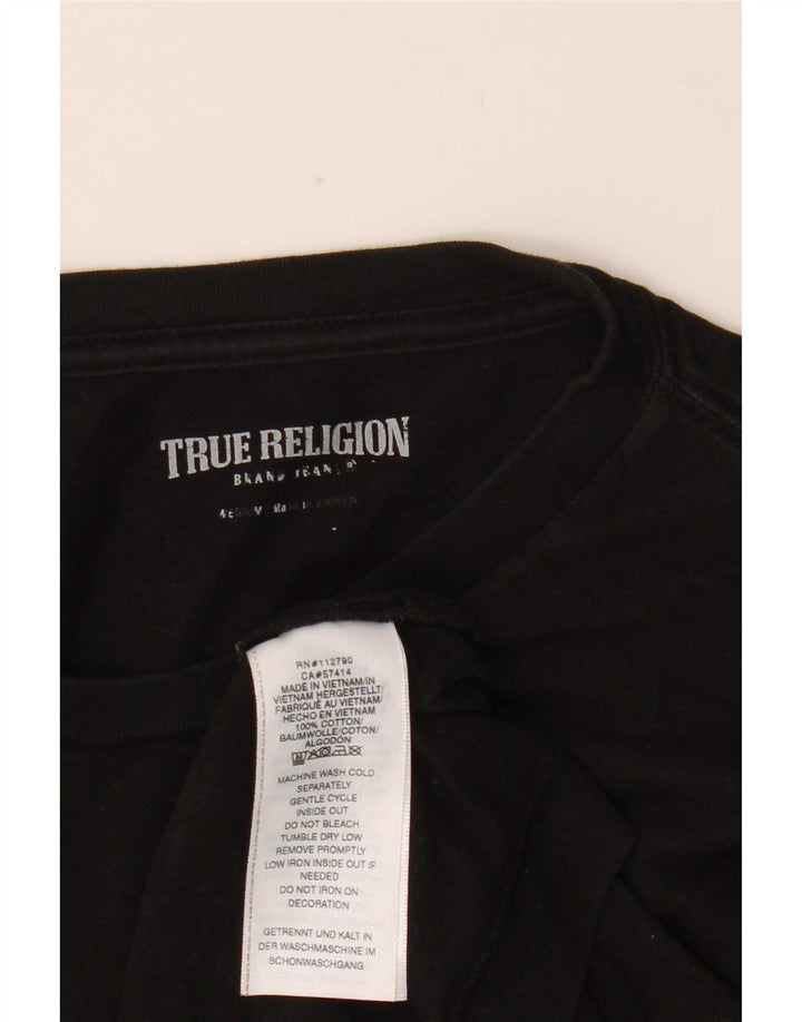 True Religion Herren-Grafik-T-Shirt-Oberteil aus mittelschwarzer Baumwolle