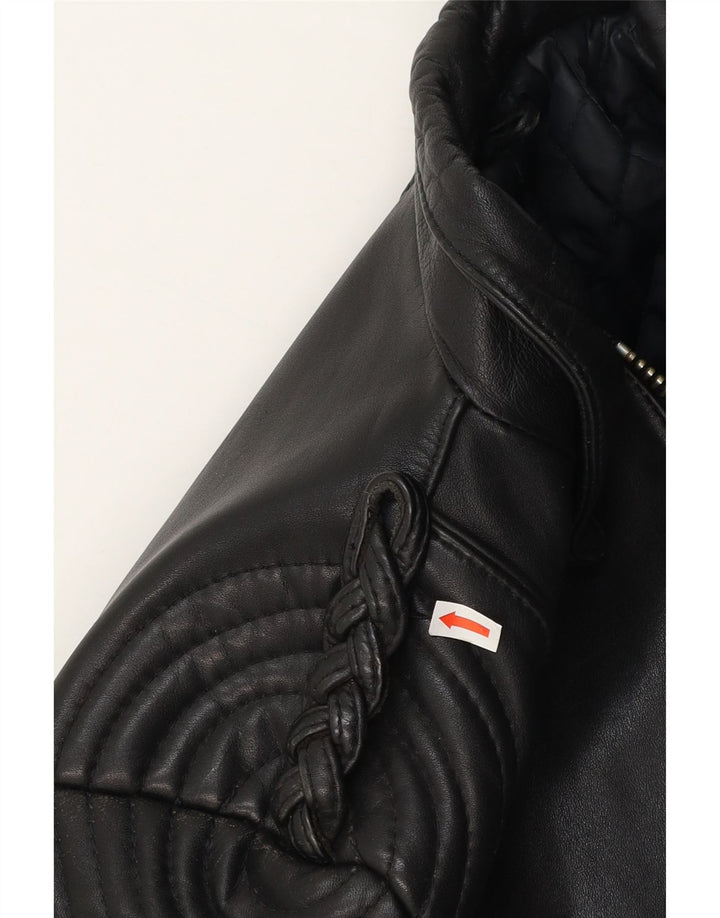 Vintage Damen Leder Bikerjacke IT 44 Mittelschwarzes Leder